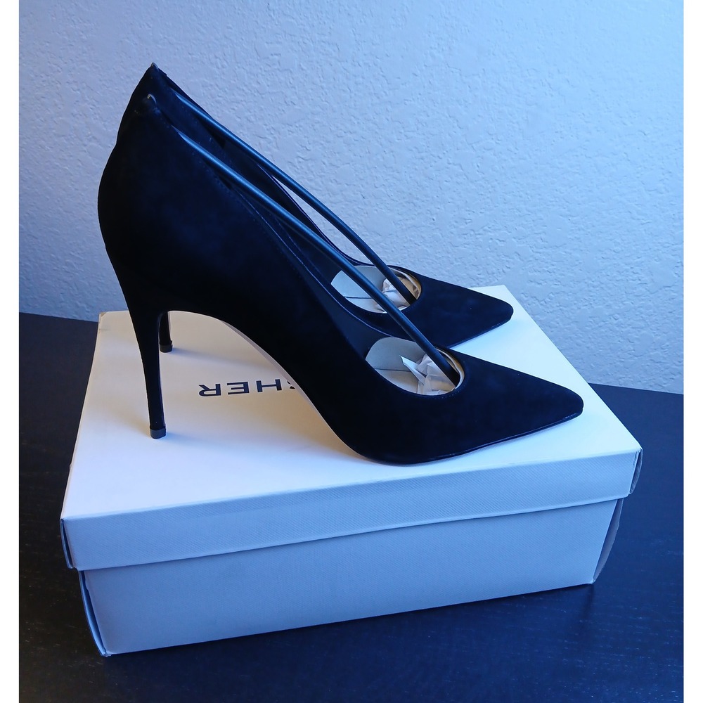 Marc Fisher Codie2 Black Suede Pointed Toe Stiletto Pumps Heels Womens 10M